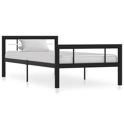 sengestel 90x200 cm metal sort og hvid