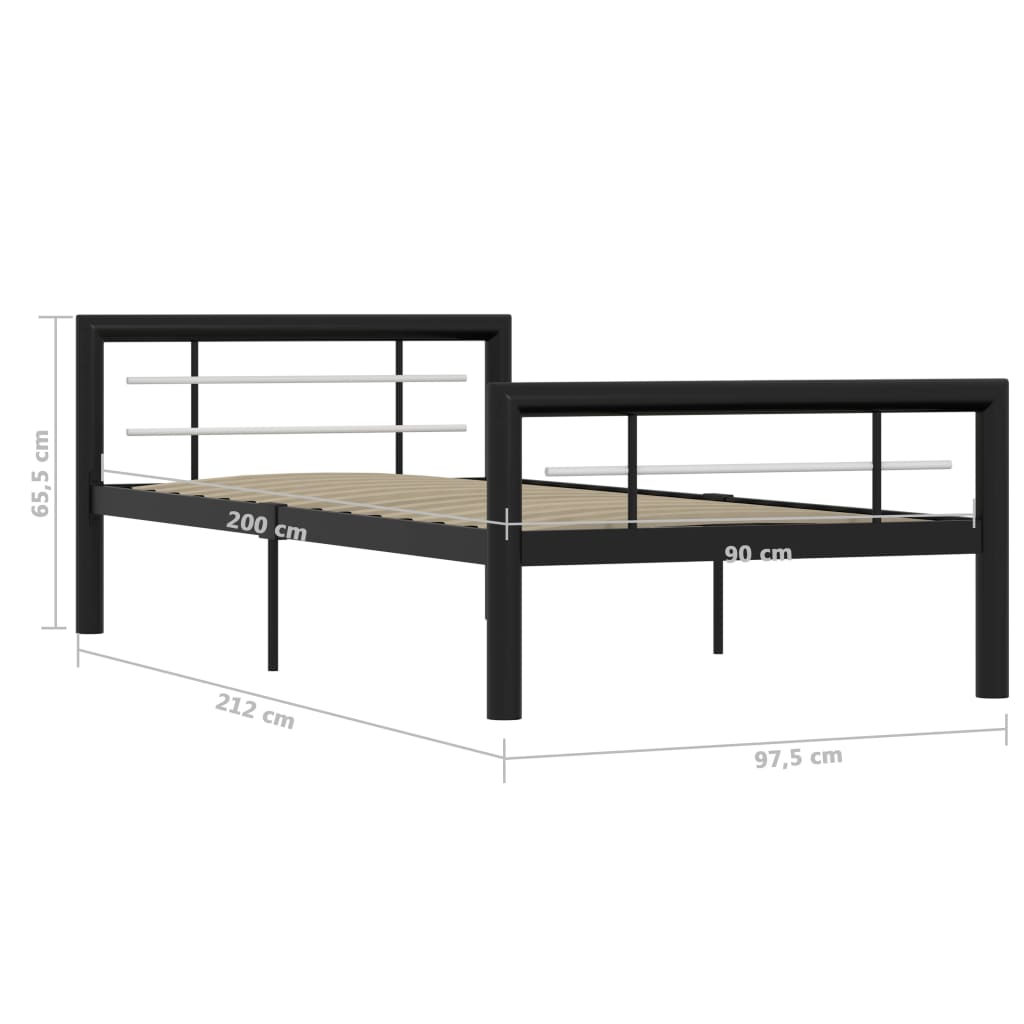 sengestel 100x200 cm metal sort og hvid
