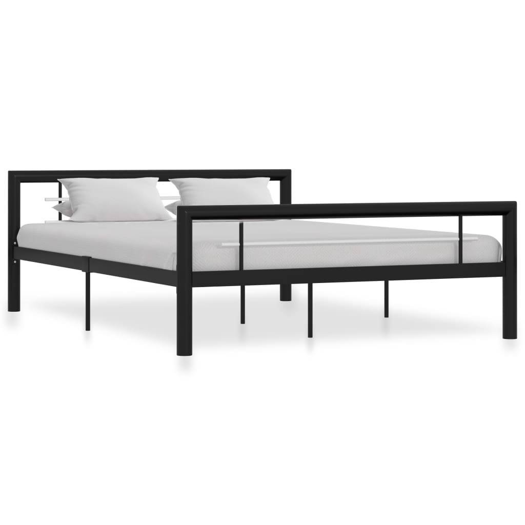 sengestel 120x200 cm metal sort og hvid