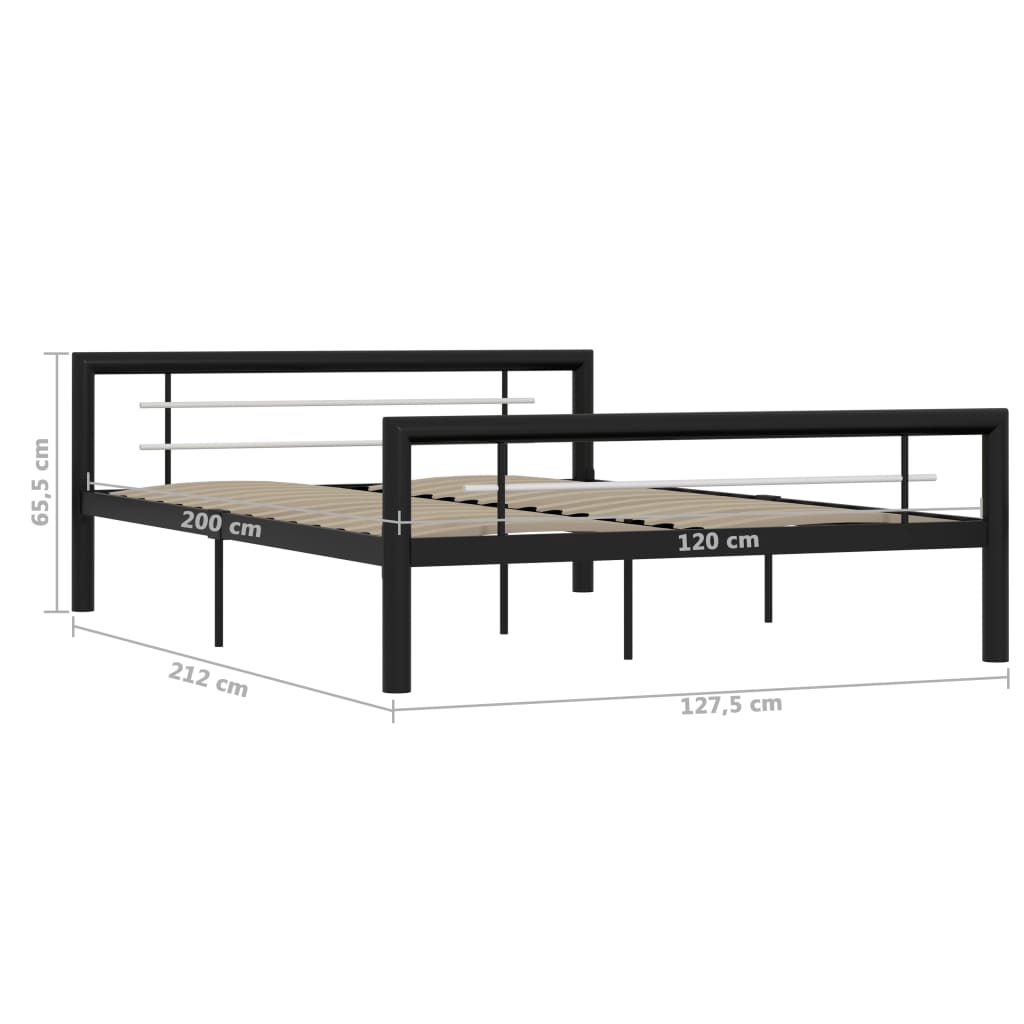 sengestel 120x200 cm metal sort og hvid