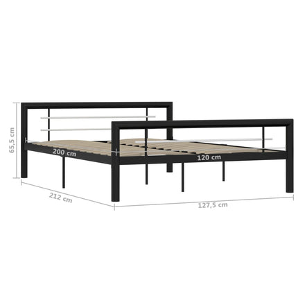 sengestel 120x200 cm metal sort og hvid