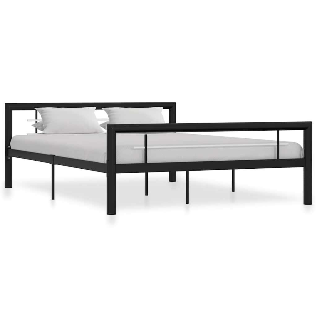 sengestel 140x200 cm metal sort og hvid