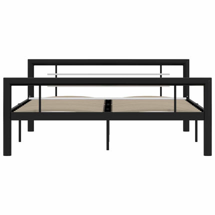 sengestel 140x200 cm metal sort og hvid