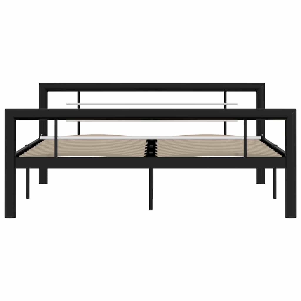sengestel 140x200 cm metal sort og hvid