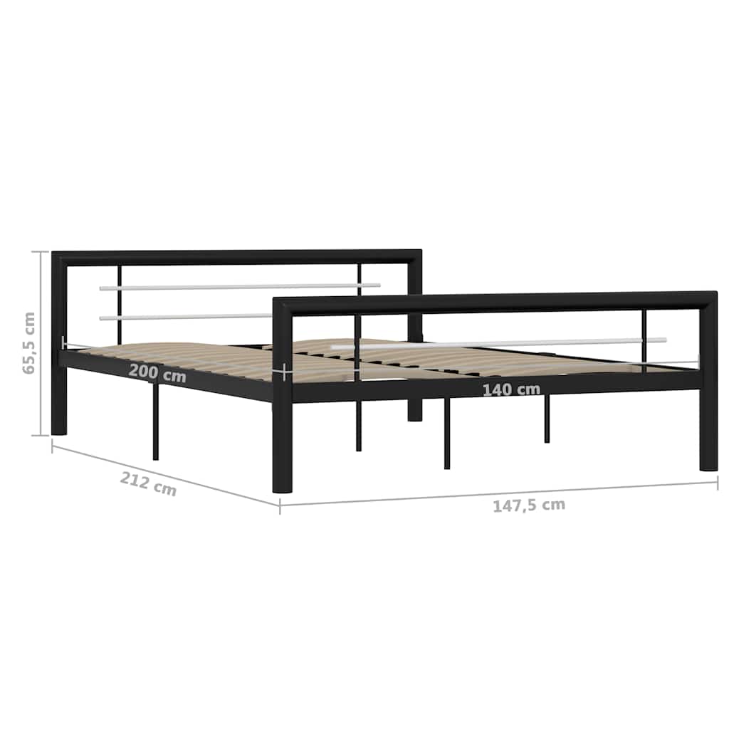 sengestel 140x200 cm metal sort og hvid