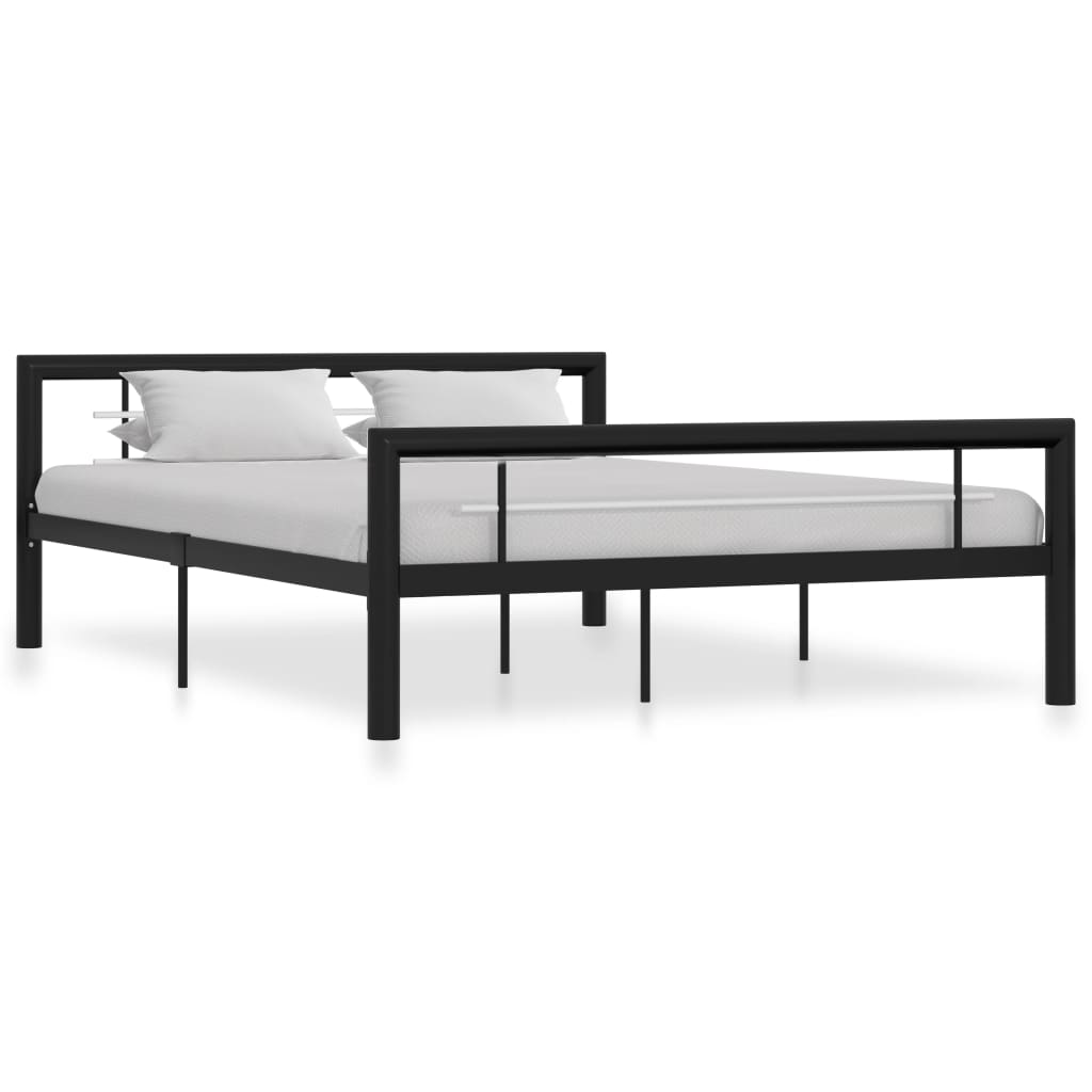 sengestel 160x200 cm metal sort og hvid