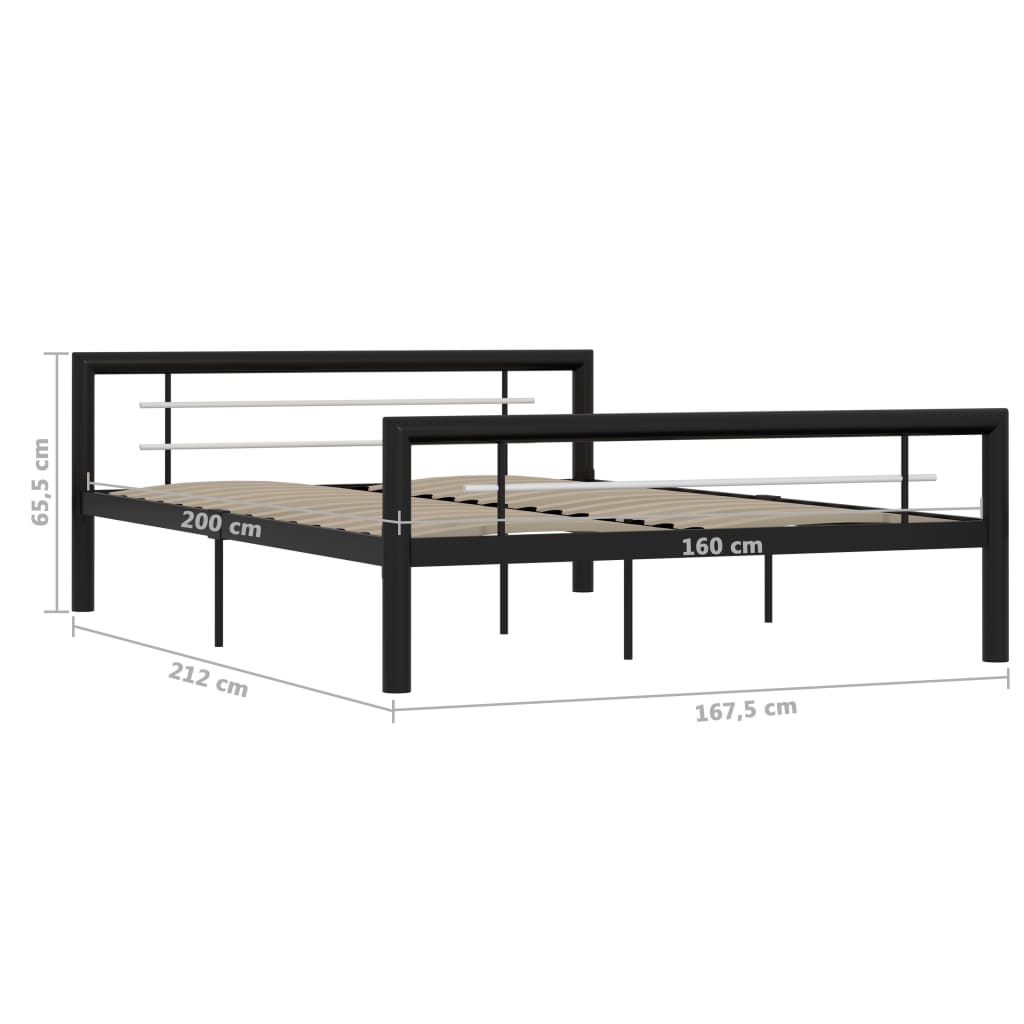 sengestel 160x200 cm metal sort og hvid