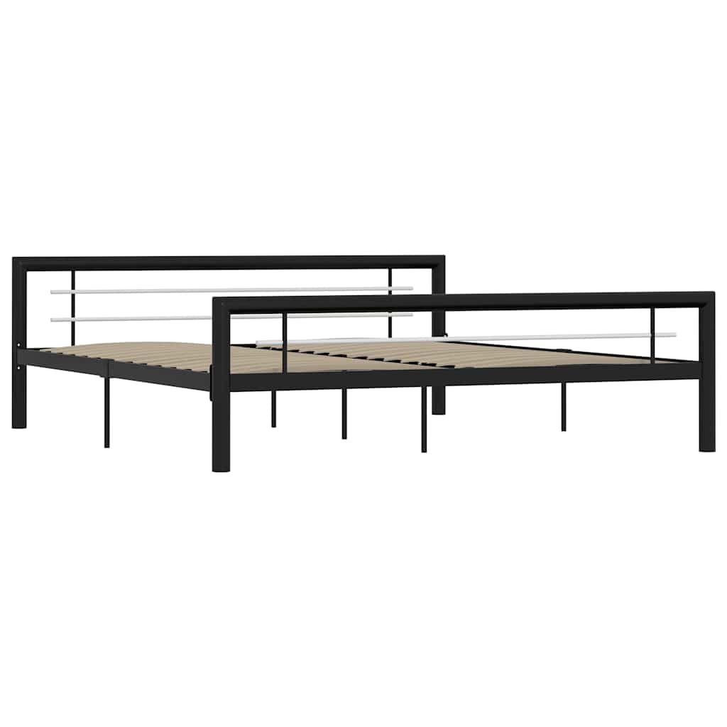 sengestel 180x200 cm metal sort og hvid