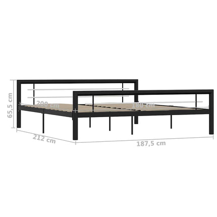 sengestel 180x200 cm metal sort og hvid