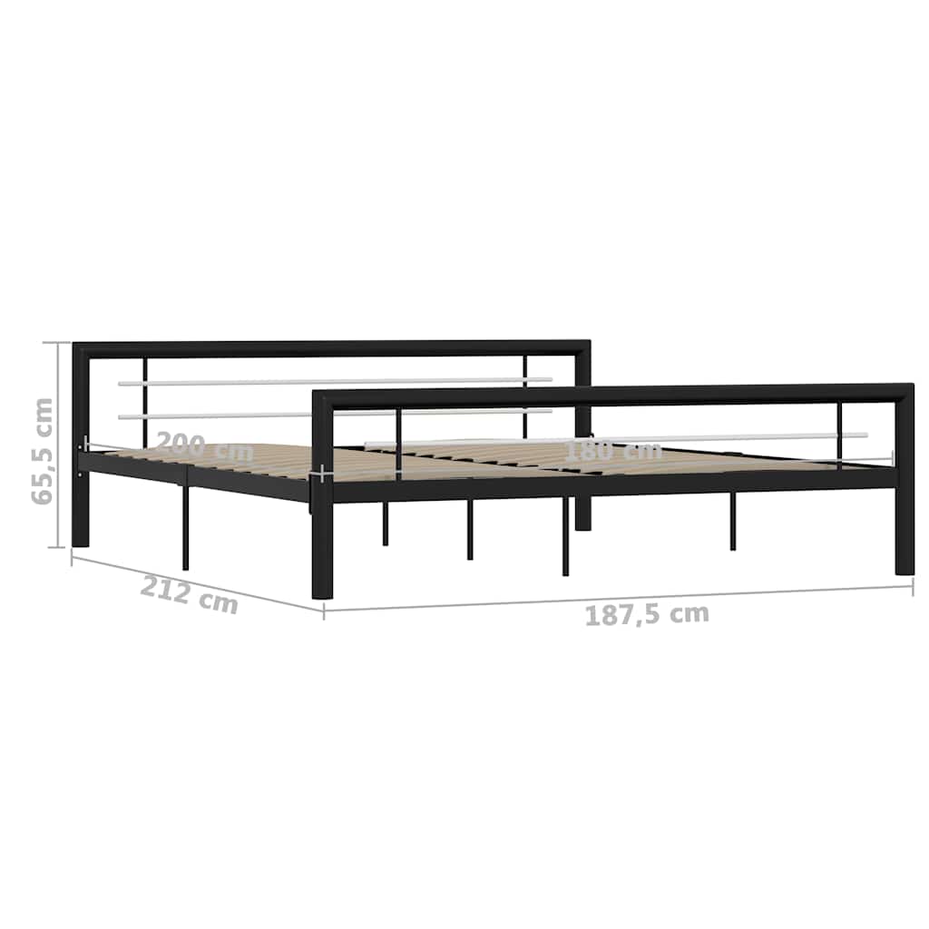 sengestel 180x200 cm metal sort og hvid