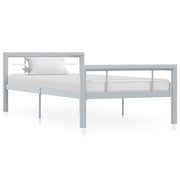 sengestel 90x200 cm metal grå og hvid