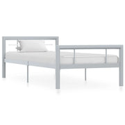 sengestel 100x200 cm metal grå og hvid