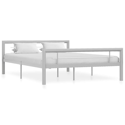 sengestel 140x200 cm metal grå og hvid