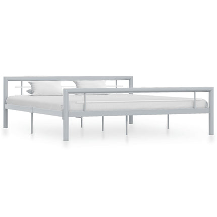 sengestel 180x200 cm metal grå og hvid