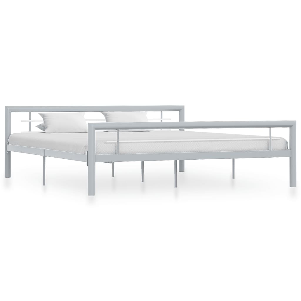 sengestel 180x200 cm metal grå og hvid