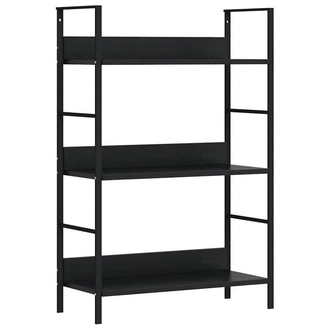 bogreol 60x27,6x90,5 cm 3 hylder konstrueret træ sort