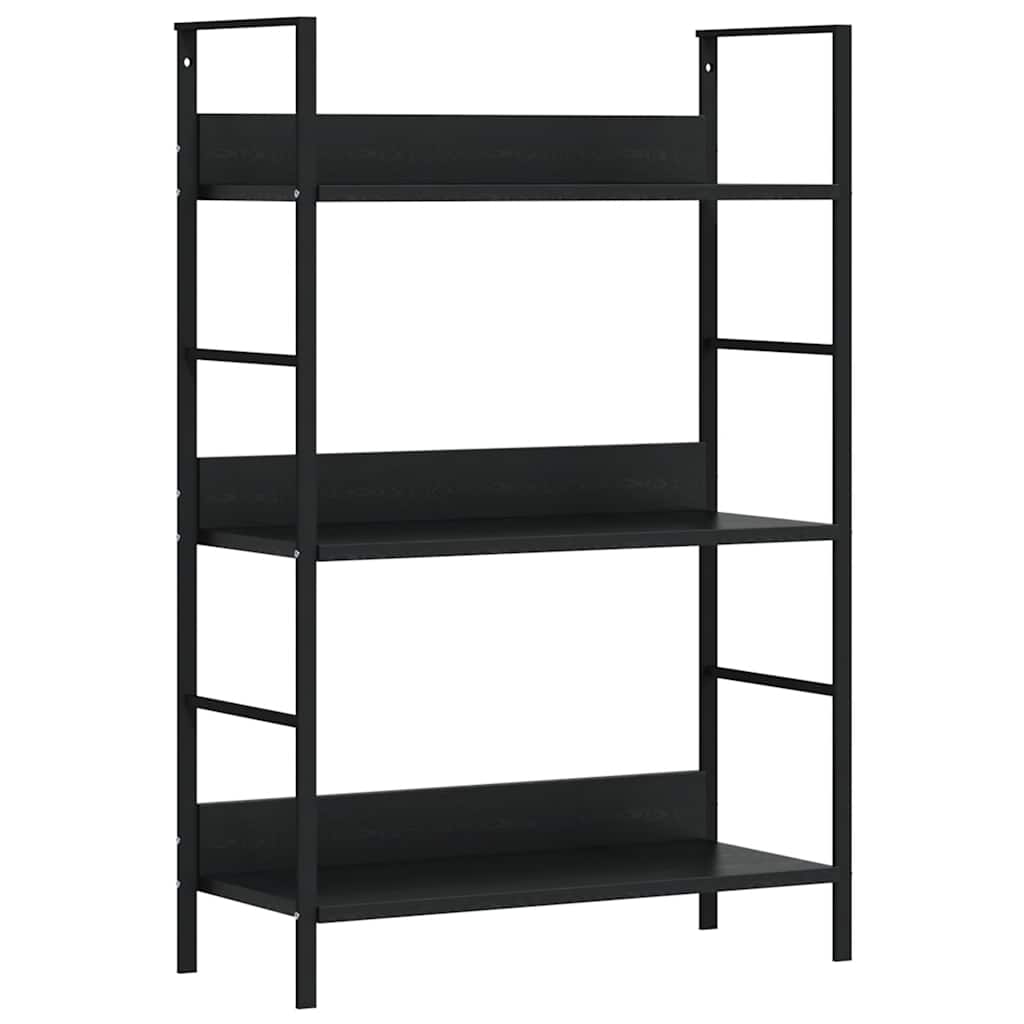 bogreol 60x27,6x90,5 cm 3 hylder konstrueret træ sort