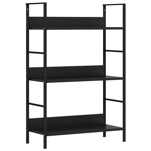 bogreol 60x27,6x90,5 cm 3 hylder konstrueret træ sort