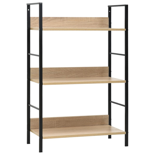 bogreol med 3 hylder 60x27,6x90,5 cm konstrueret træ egetræ