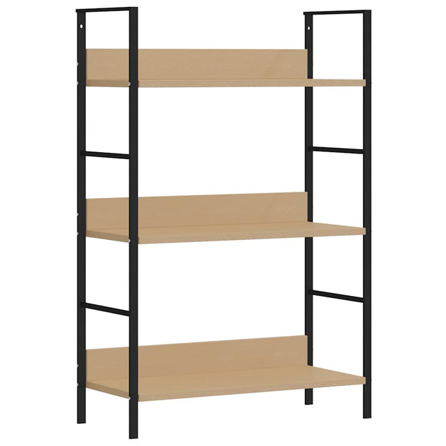 bogreol med 3 hylder 60x27,6x90,5 cm konstrueret træ egetræ