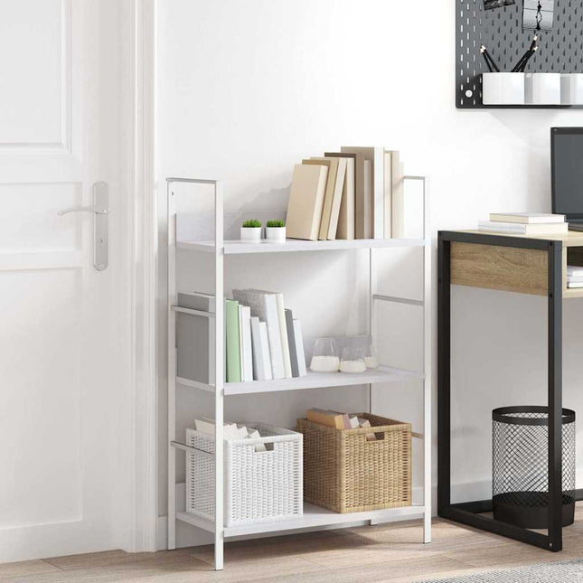 bogreol med 3 hylder 60x27,6x90,5 cm konstrueret træ hvid