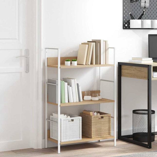 bogreol 60x27,6x90,5 cm 3 hylder konstrueret træ egetræsfarve