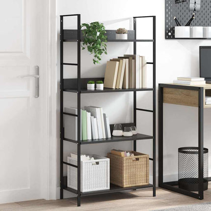 bogreol med 4 hylder 60x27,6x124,5 cm konstrueret træ sort