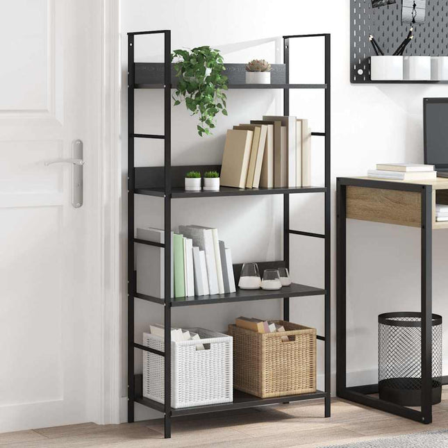 bogreol med 4 hylder 60x27,6x124,5 cm konstrueret træ sort