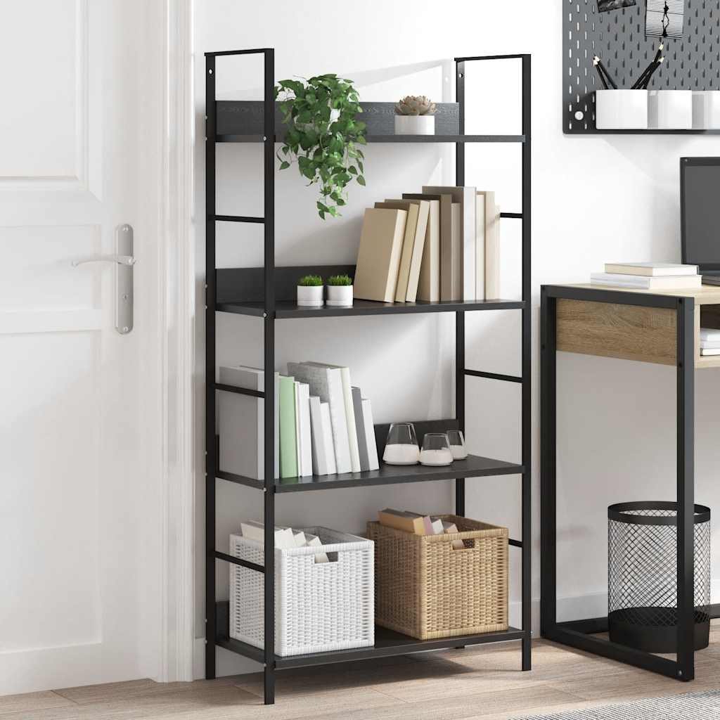 bogreol med 4 hylder 60x27,6x124,5 cm konstrueret træ sort