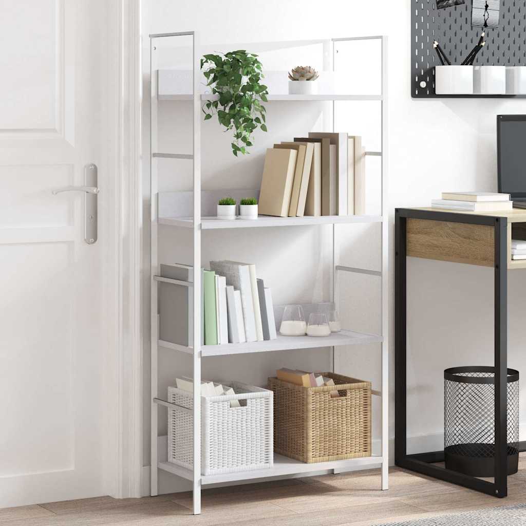 bogreol med 3 hylder 60x27,6x124,5 cm konstrueret træ hvid billede