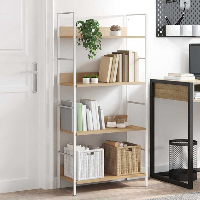 bogreol 60x27,6x124,5 cm 4 hylder konstrueret træ egetræsfarve