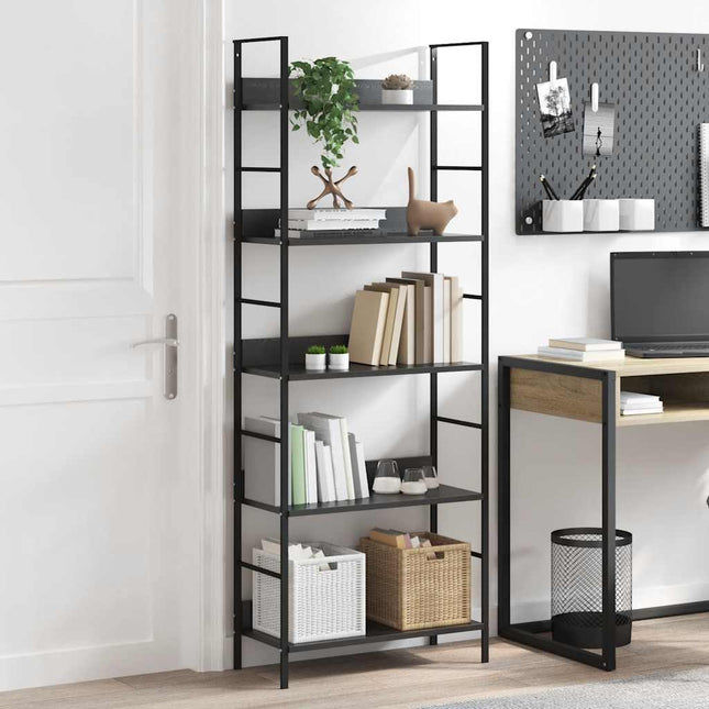 bogreol med 5 hylder 60x27,6x158,5 cm konstrueret træ sort