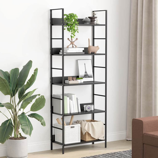 bogreol med 5 hylder 60x27,6x158,5 cm konstrueret træ sort