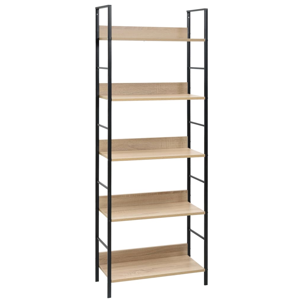 bogreol 60x27,6x158,5 cm 5 hylder konstrueret træ egetræsfarve