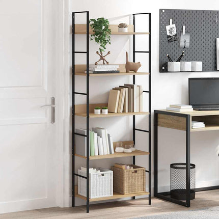 bogreol 60x27,6x158,5 cm 5 hylder konstrueret træ egetræsfarve