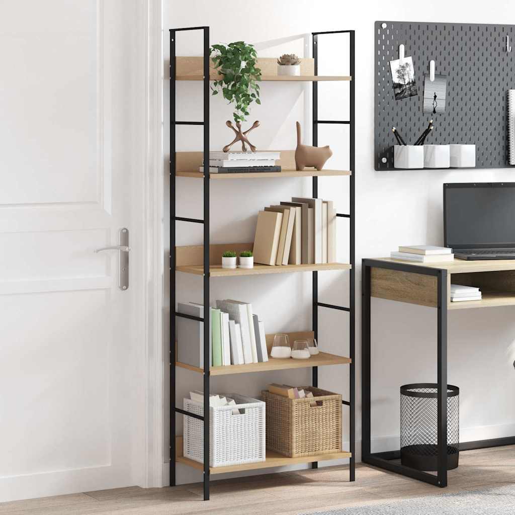 vidaXL bogreol 60x27,6x158,5 cm 5 hylder konstrueret træ egetræsfarve