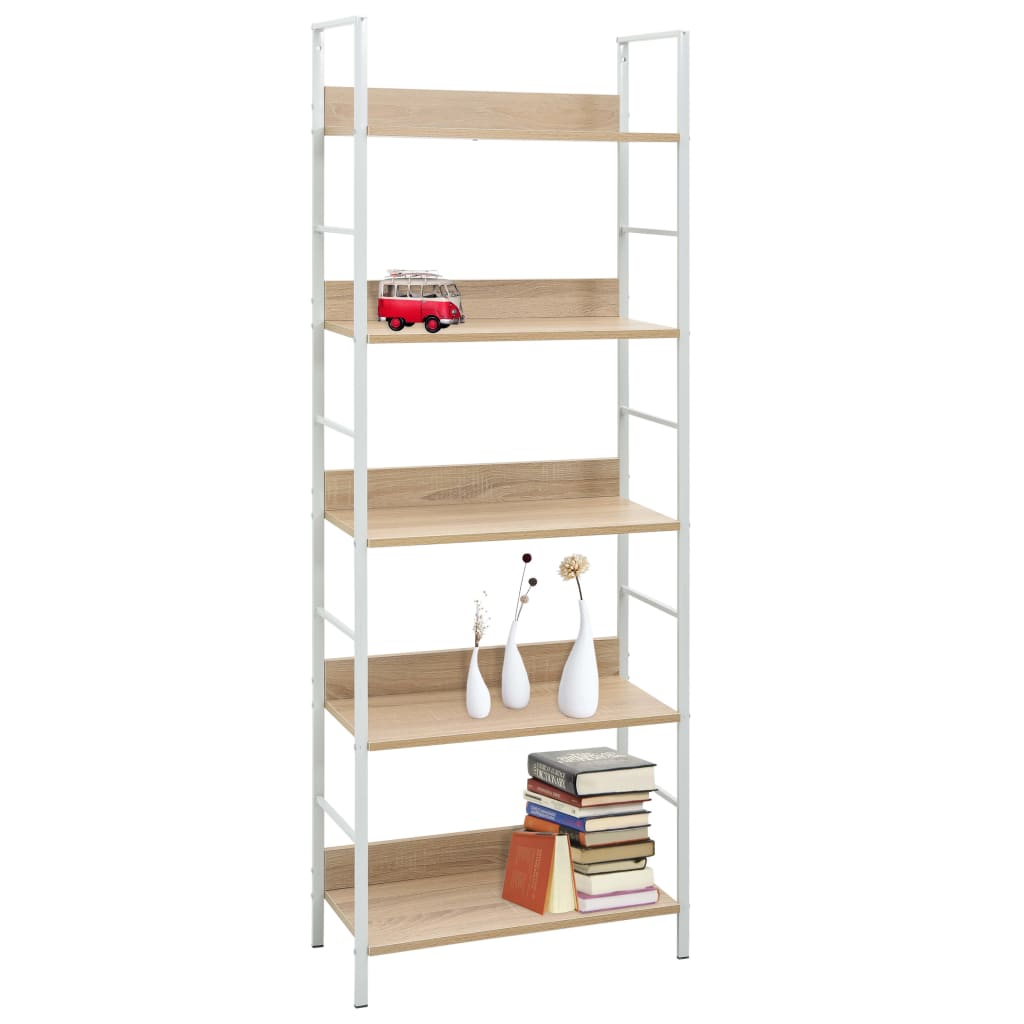 bogreol 60x27,6x158,5 cm 5 hylder konstrueret træ egetræsfarvet