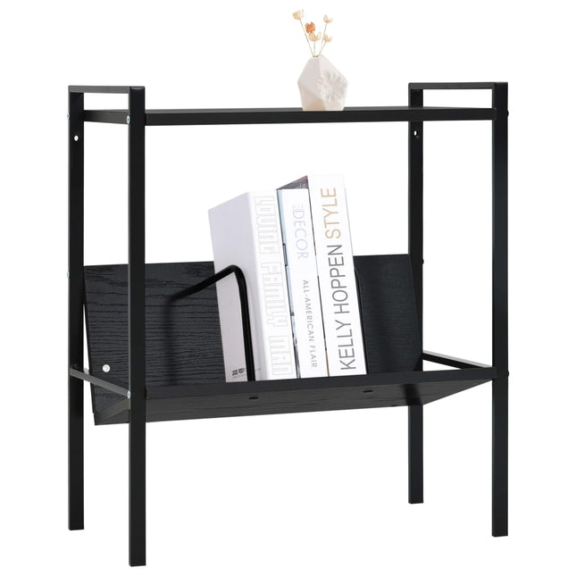 bogreol med 2 hylder 52x28x59 cm konstrueret træ sort