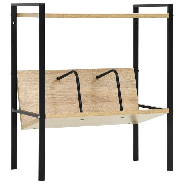 bogreol med 2 hylder 52x28x59 cm konstrueret træ sort og egetræ