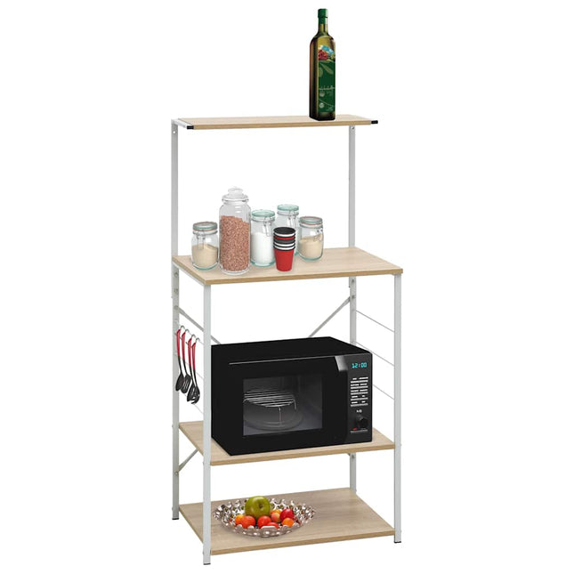 køkkenreol til mikroovn 60x39,6x123 cm konstrueret træ hvid/eg