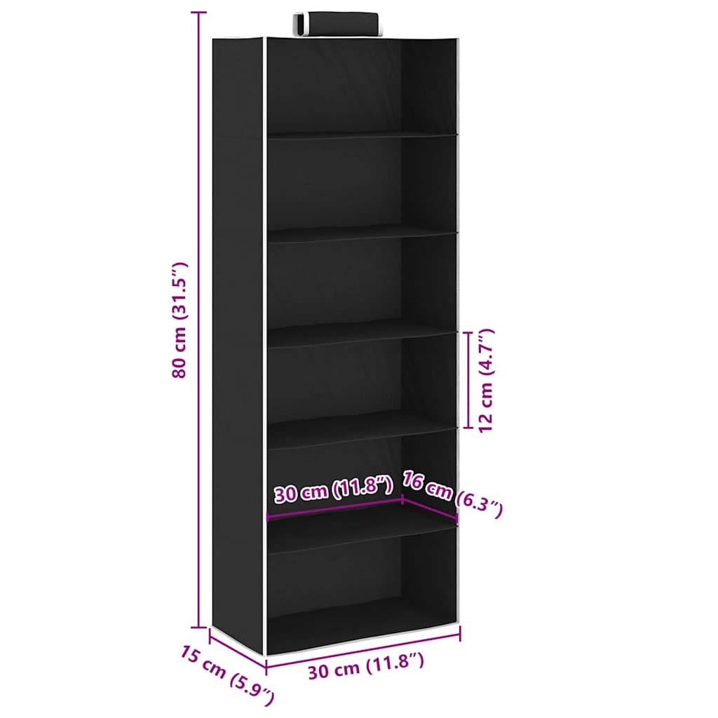hængeopbevaring 2 stk. med 6 hylder stof