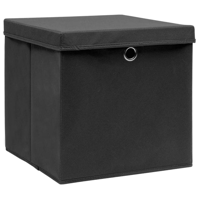 opbevaringskasser med låg 4 stk. 32x32x32 stof sort