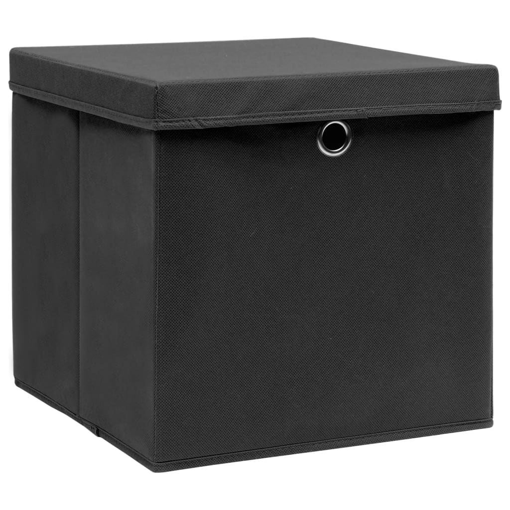 opbevaringskasser med låg 10 stk. 32x32x32 stof sort