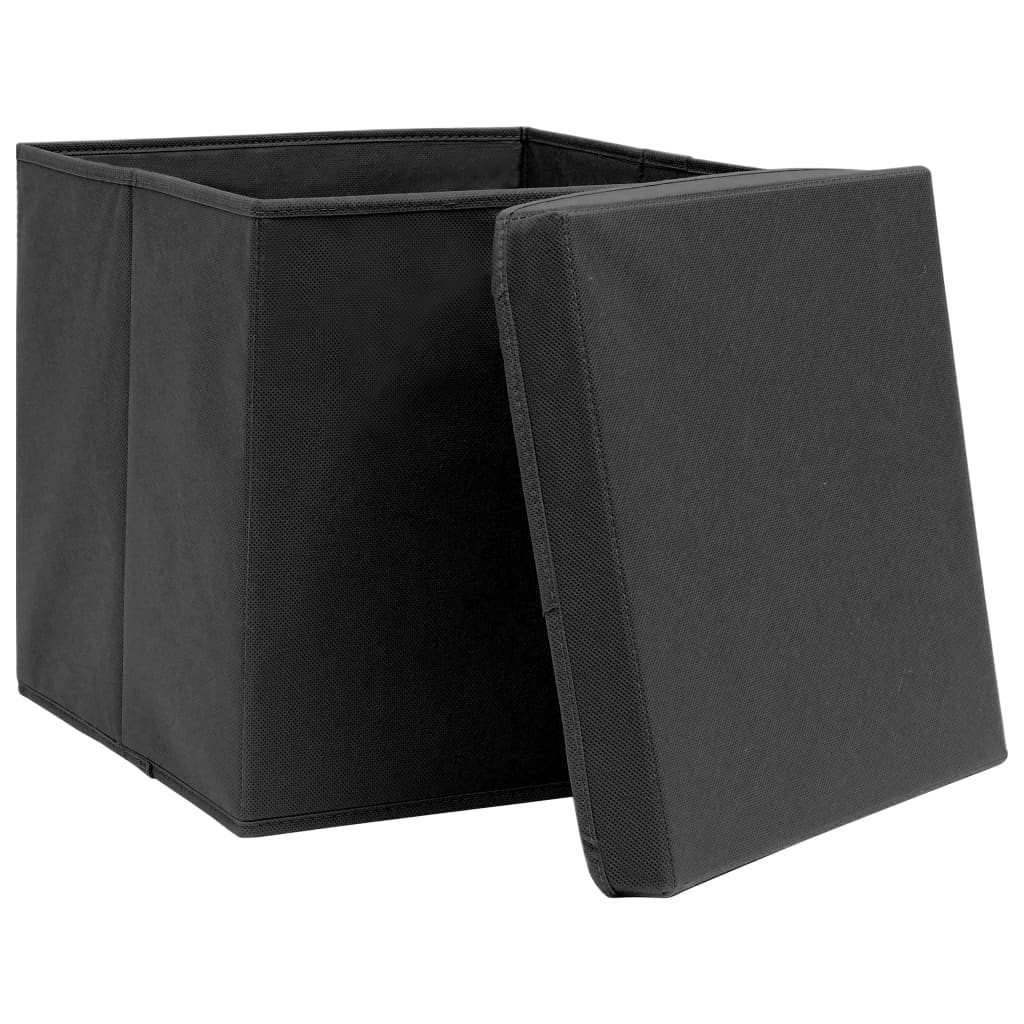 opbevaringskasser med låg 10 stk. 32x32x32 stof sort