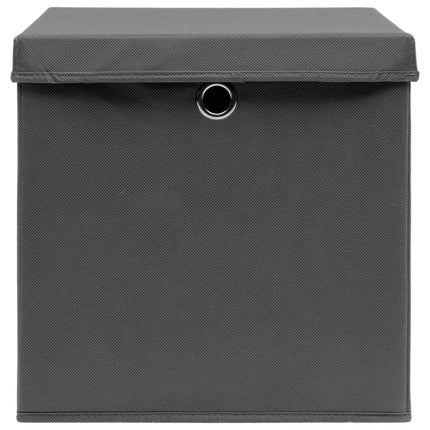 opbevaringskasser med låg 10 stk. 32x32x32 stof grå