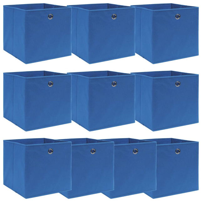 opbevaringskasser 10 stk. 32x32x32 stof blå