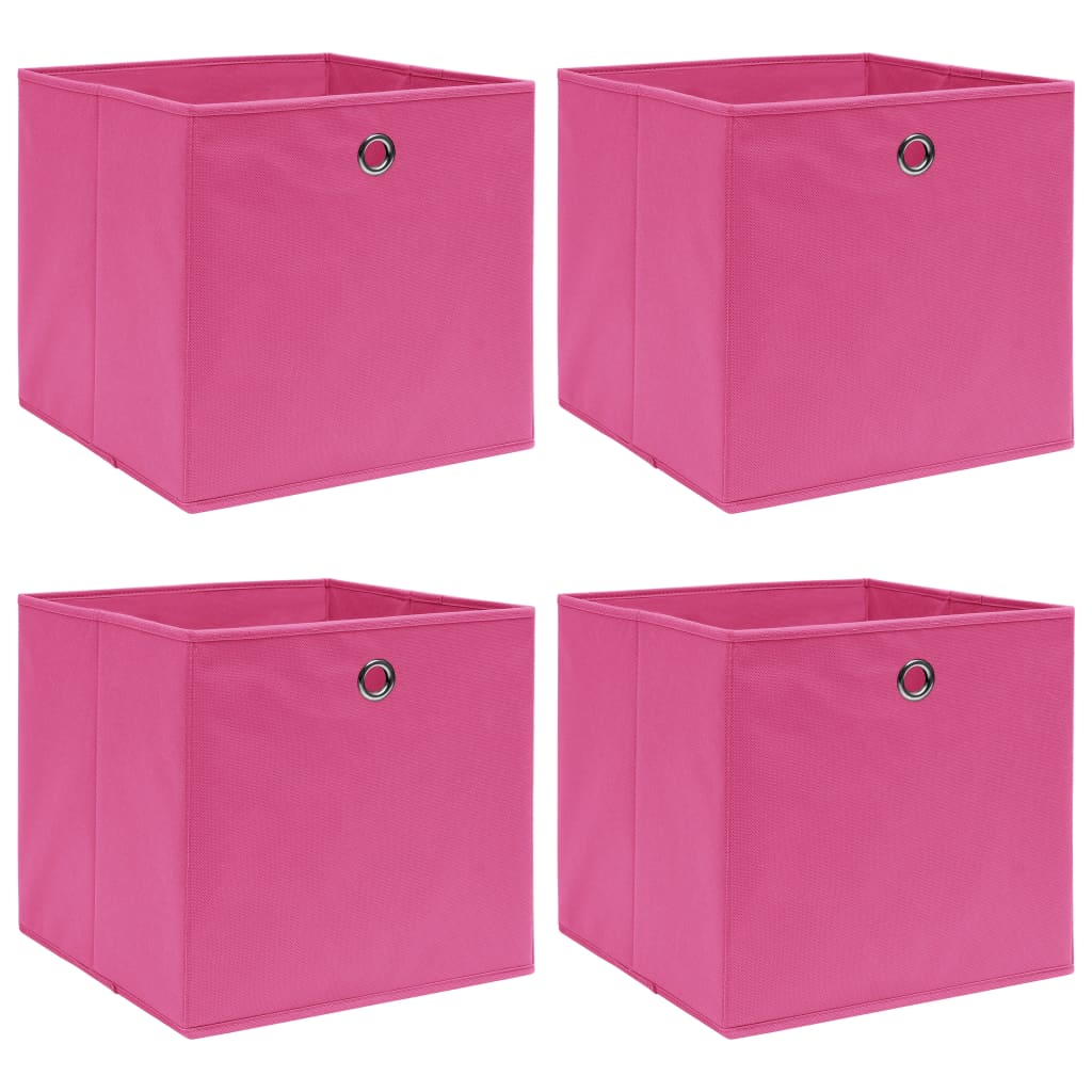 opbevaringskasser 4 stk. 32x32x32 stof pink