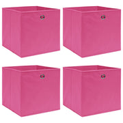 opbevaringskasser 4 stk. 32x32x32 stof pink