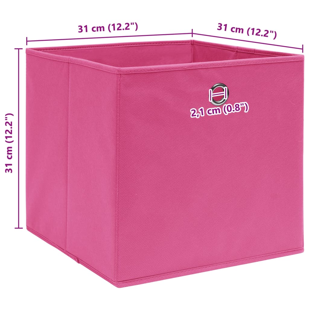 opbevaringskasser 4 stk. 32x32x32 stof pink