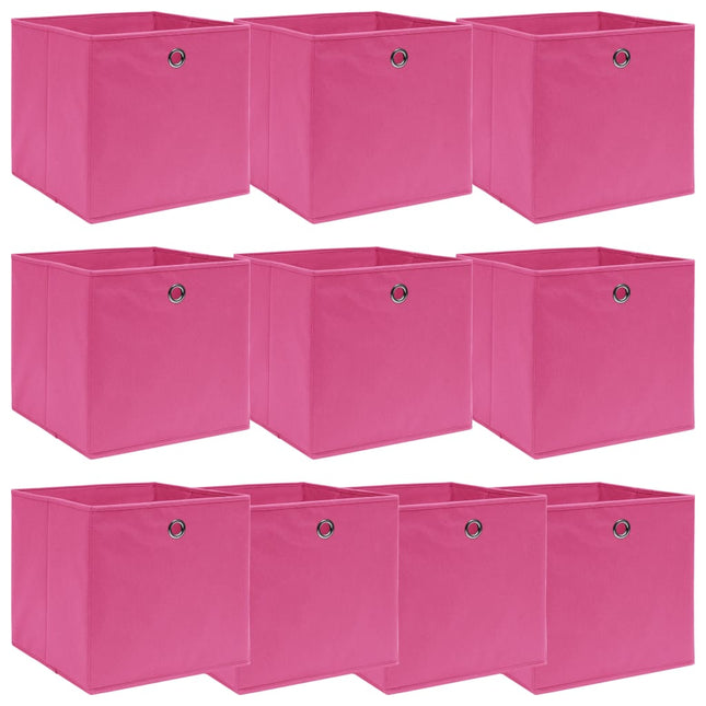 opbevaringskasser 10 stk. 32x32x32 stof pink